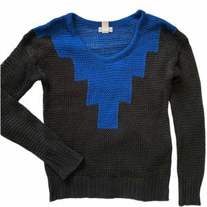 Black Knit Sweater w/Color Block Detail